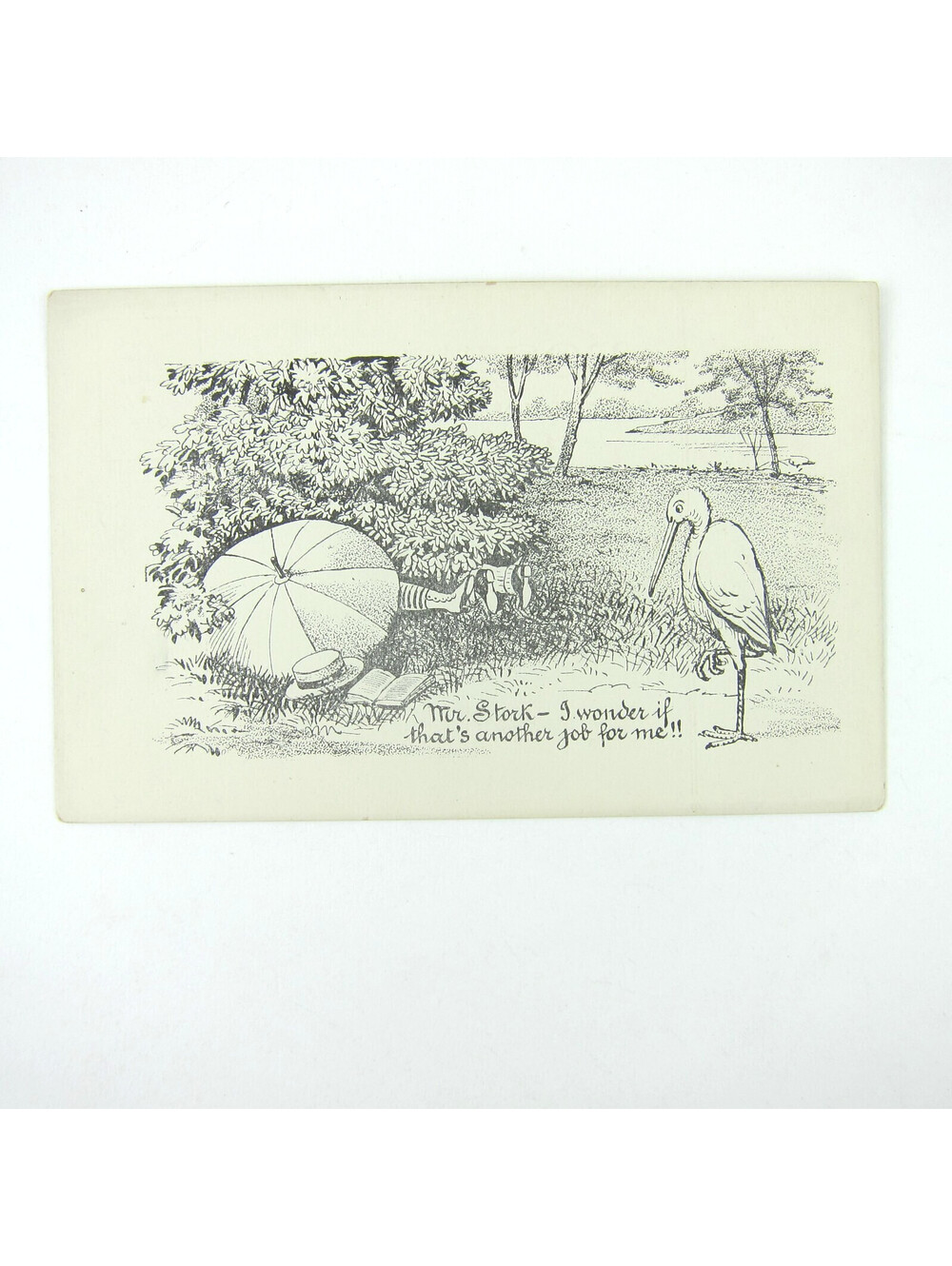 Antique Comic Postcard Mr. Stork Another Job For Me Antique Novelty Baby Humour